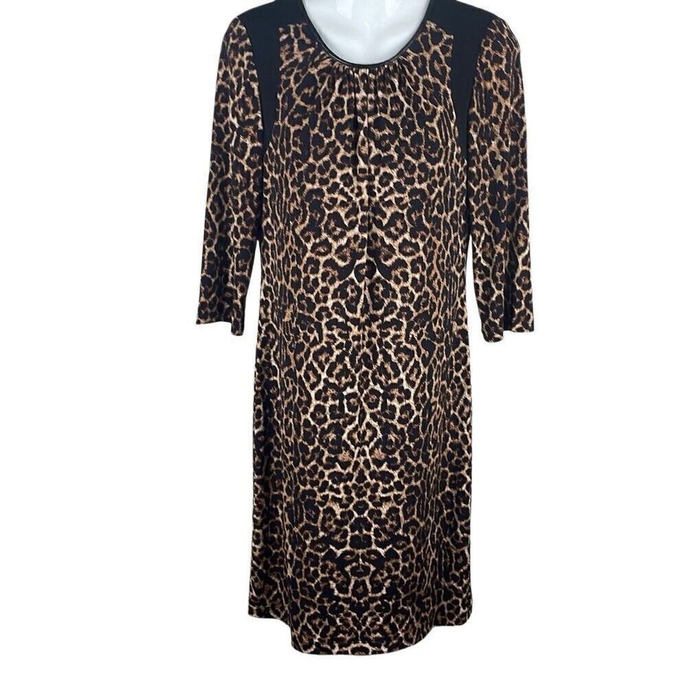 Chico’s $139 NEW Annie Leopard Print 3/4 Sleeve Jersey Dress 0